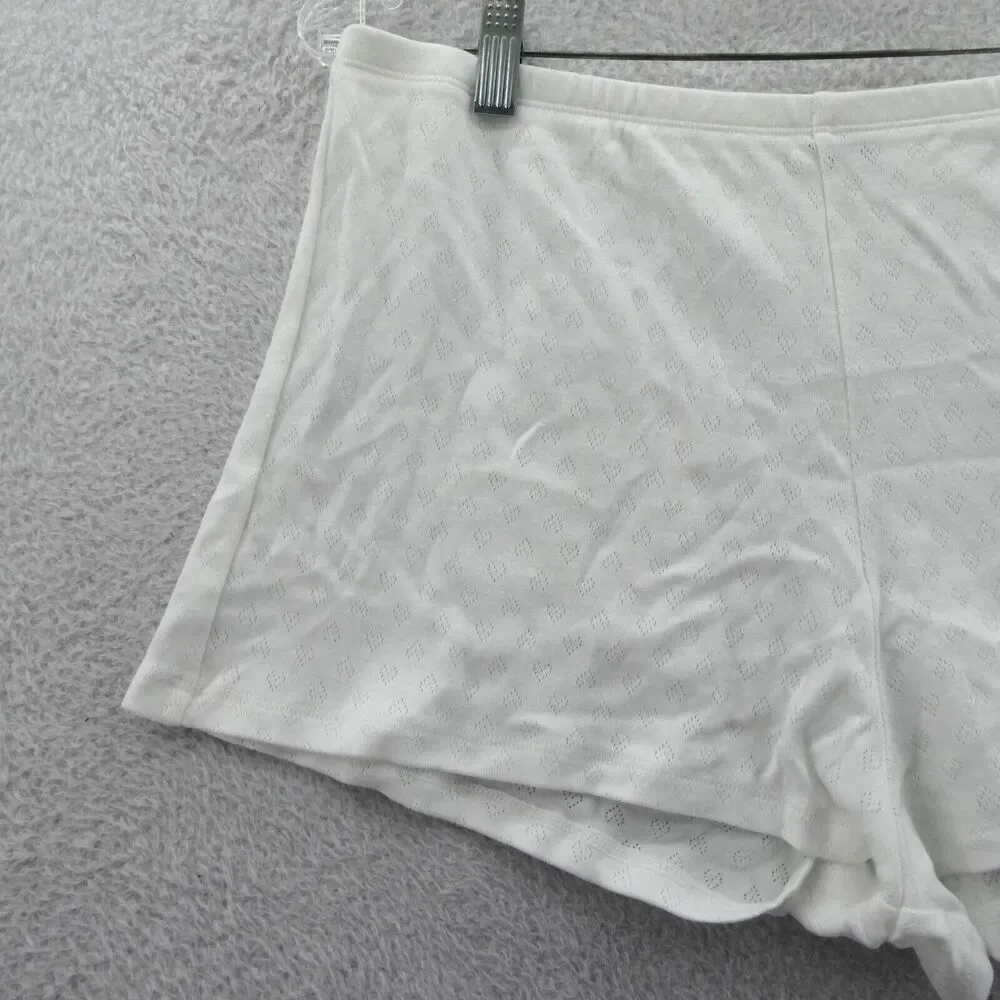 Victorias‎ Secret Large Boyshort Pajama Shorts White Heart Knit Sleepwear Short